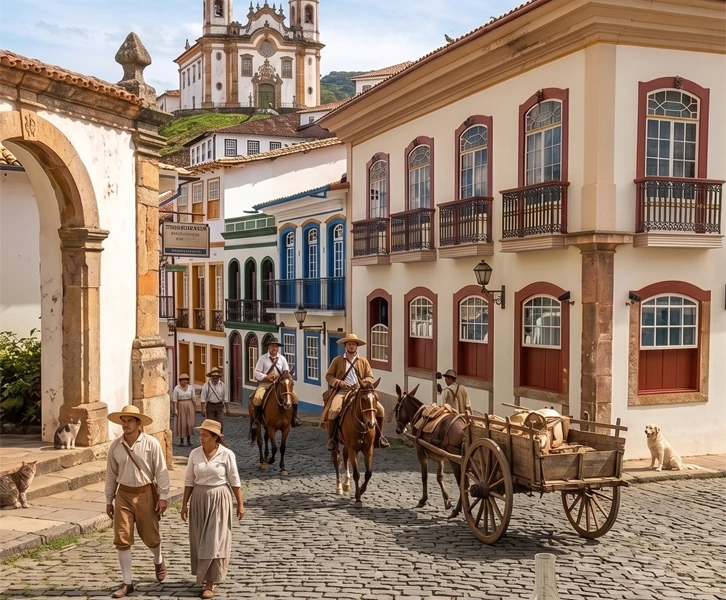 Ilustração de época, cerca de 1800, livro Minas Gerais